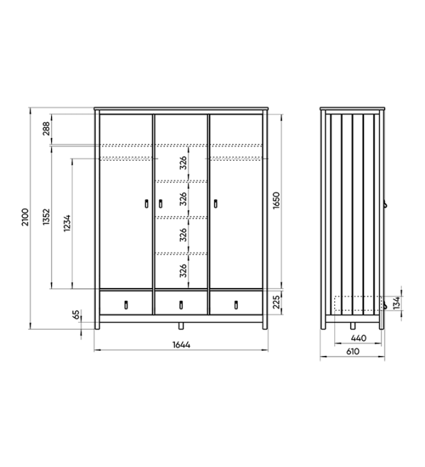 Шкаф Wood 3-х створчатый (белый)