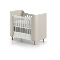 Кроватка KIDI Soft mini cпальное место 60*120 см (молочный, экокожа)