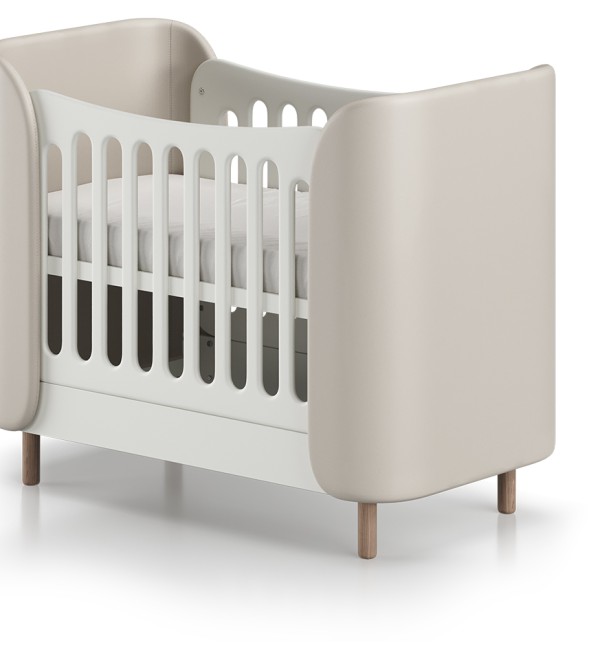 Кроватка KIDI Soft mini cпальное место 60*120 см (молочный, экокожа)