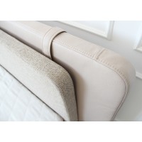 Кровать двуспальная Hub 160 см (бежевый, экокожа, рогожка)