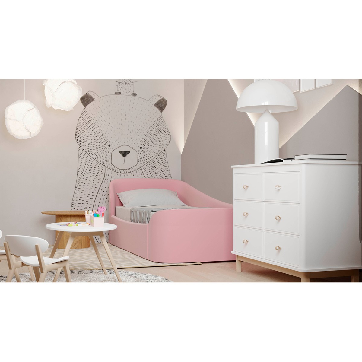 Диван-кровать KIDI Soft с низким изножьем 90*200 см R (розовый)