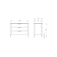Комод Type 3 ящика ширина 120 см (серый)