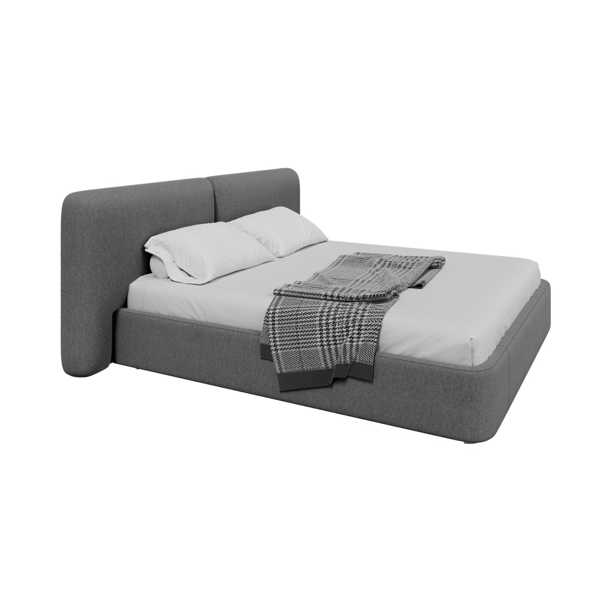 Кровать двуспальная Hub Soft 180 см (серый, твид)
