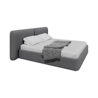 Кровать двуспальная Hub Soft 180 см (серый, твид)
