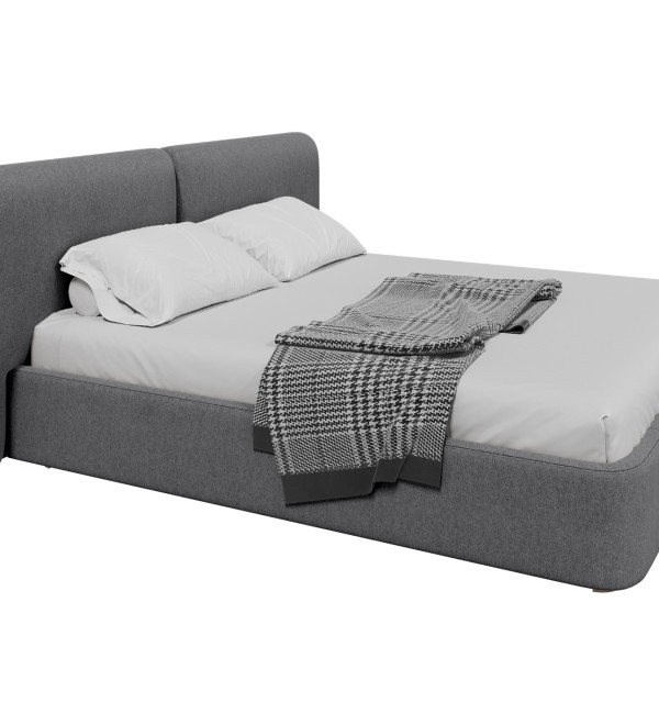 Кровать двуспальная Hub Soft 180 см (серый, твид)