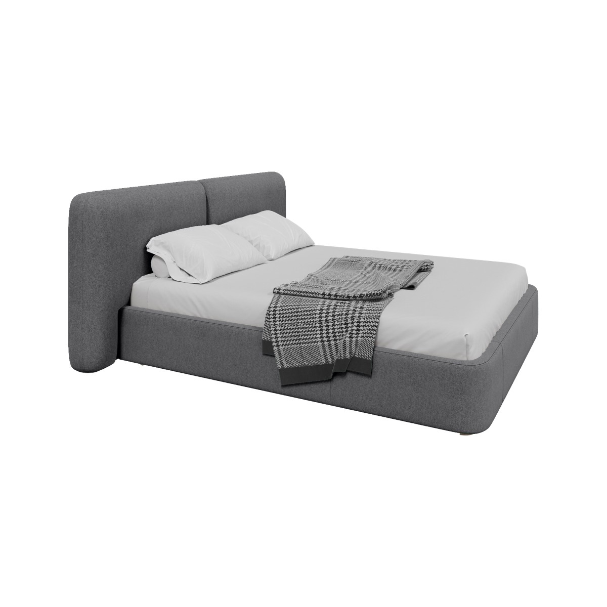 Кровать двуспальная Hub Soft 160 см (серый, твид)