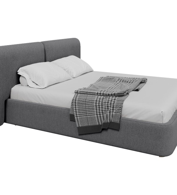 Кровать двуспальная Hub Soft 160 см (серый, твид)