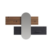 Вешалка Stripe L горизонтальная с зеркалом 60*160 см (орех, черный)