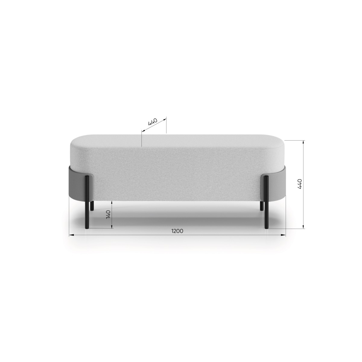 Банкетка Basic 120 см (розовый Ангора, латте Нео, черный)