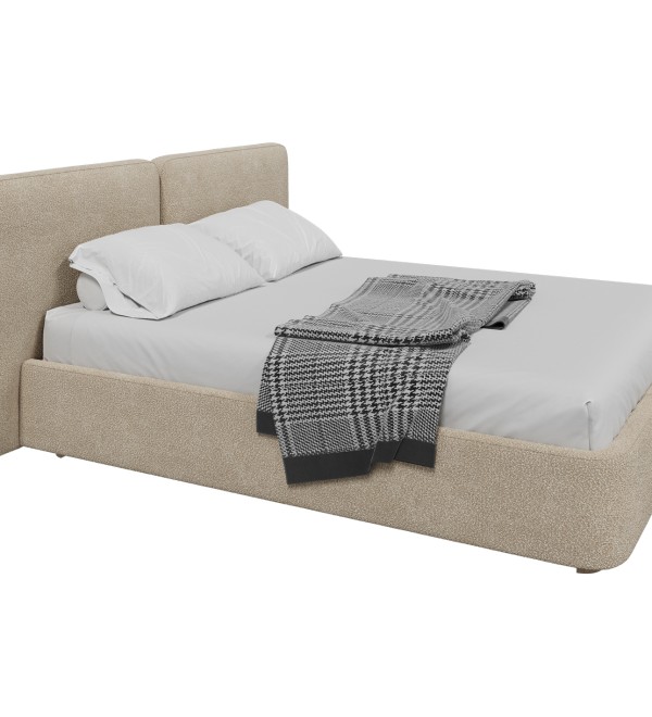 Кровать двуспальная Hub Soft 160 см (молочный, букле)