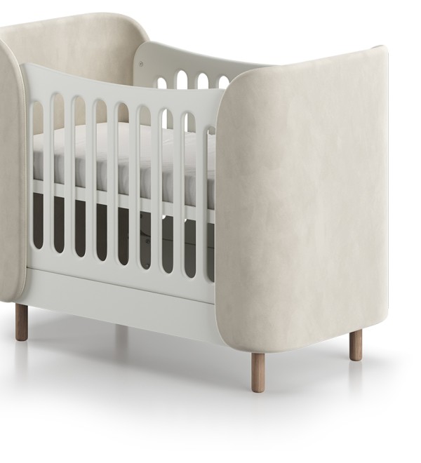 Кроватка KIDI Soft mini cпальное место 60*120 см антивандальная ткань (молочный)