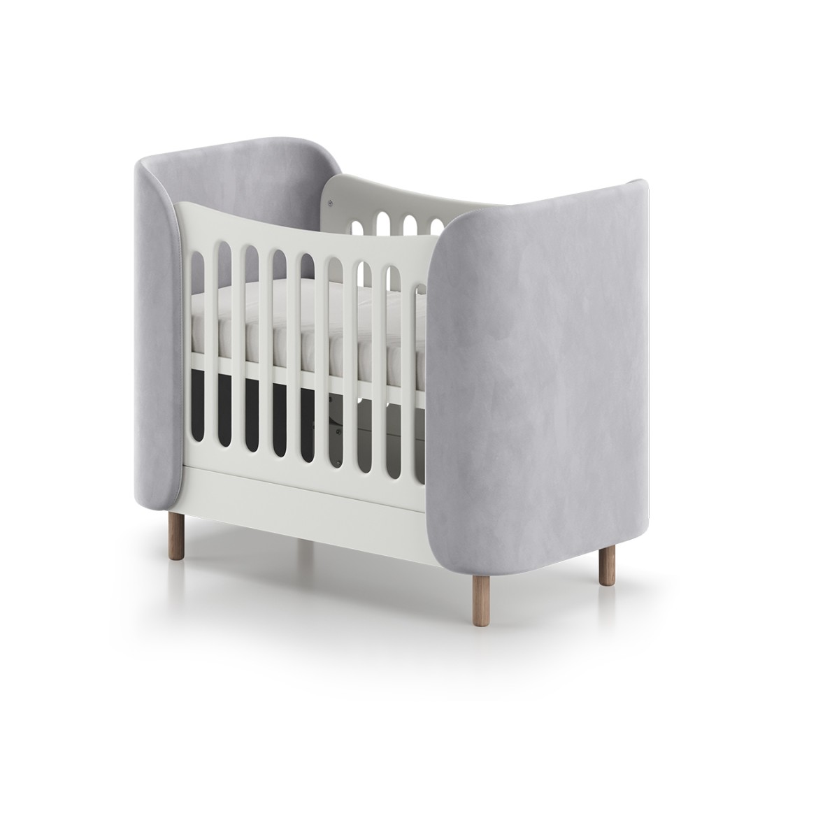 Кроватка KIDI Soft mini cпальное место 60*120 см антивандальная ткань (серый)