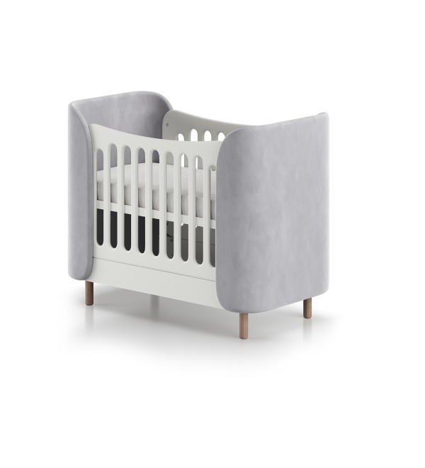 Кроватка KIDI Soft mini cпальное место 60*120 см антивандальная ткань (серый)