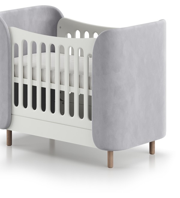Кроватка KIDI Soft mini cпальное место 60*120 см антивандальная ткань (серый)