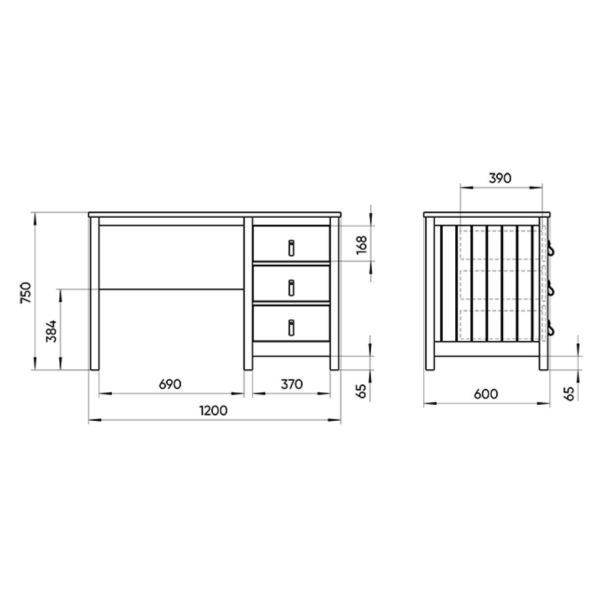 Стол письменный Wood 60*120 см (серый)