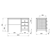 Стол письменный Wood 60*120 см (серый)