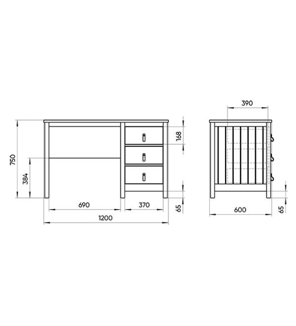 Стол письменный Wood 60*120 см (серый)