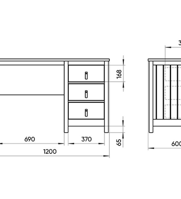 Стол письменный Wood 60*120 см (серый)