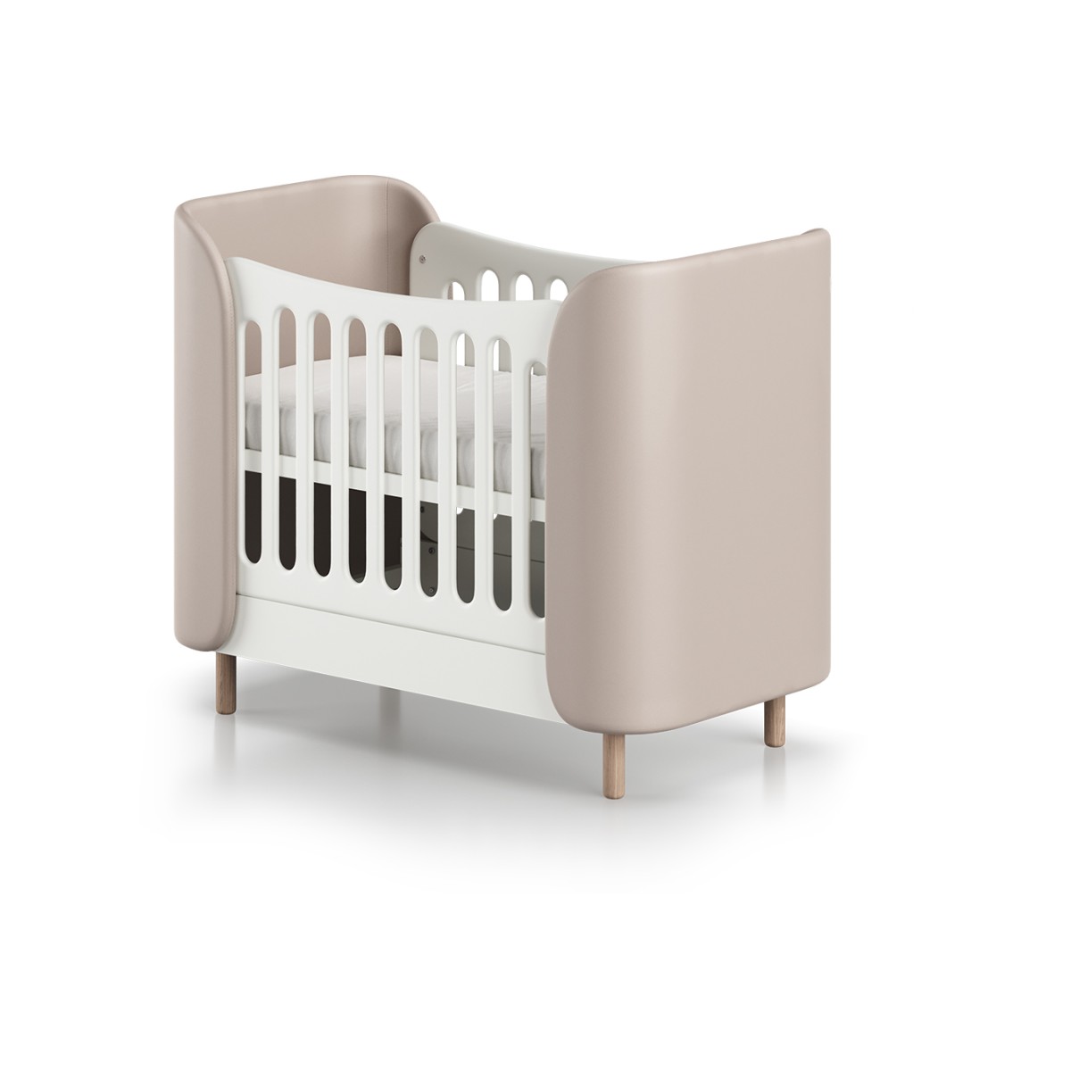 Кроватка KIDI Soft mini cпальное место 60*120 см (бежевый, экокожа)