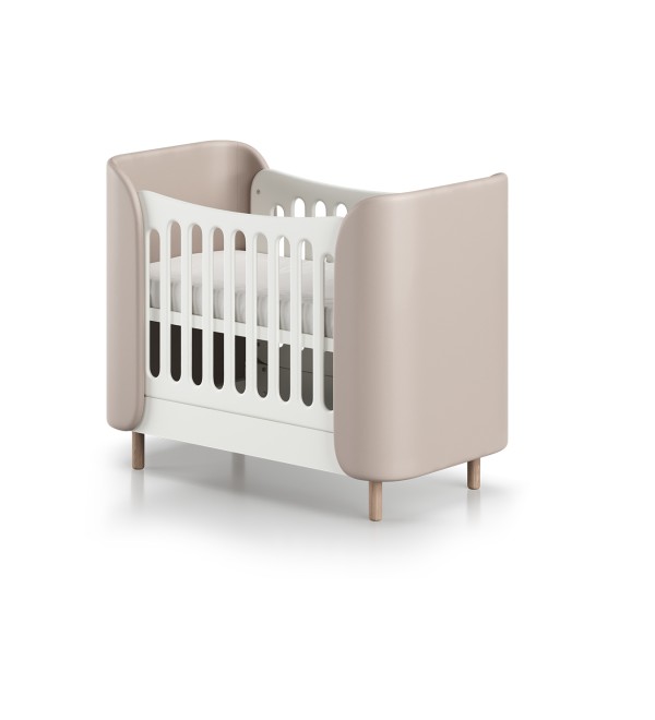 Кроватка KIDI Soft mini cпальное место 60*120 см (бежевый, экокожа)