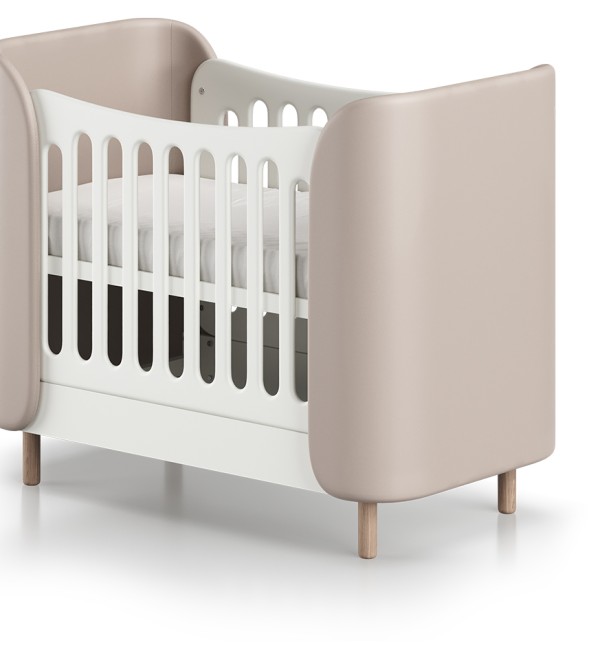 Кроватка KIDI Soft mini cпальное место 60*120 см (бежевый, экокожа)