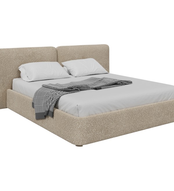 Кровать двуспальная Hub Soft 180 см (молочный, букле)