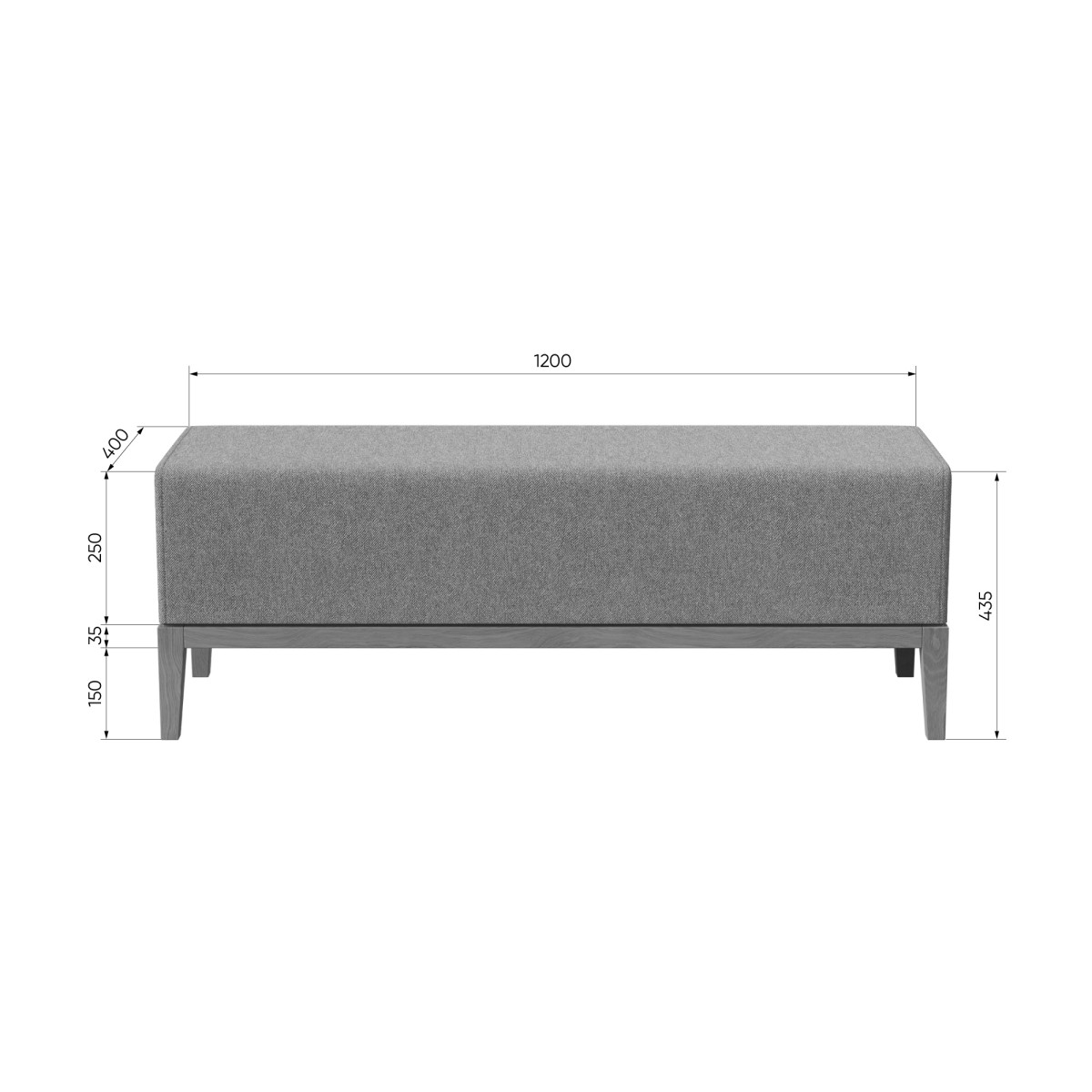 Банкетка Fjord 120 см (светло-серый твид, бук)