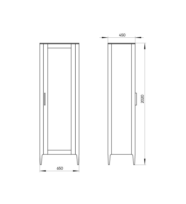 Витрина Type oak стеклянная высота 200 см R (белый)