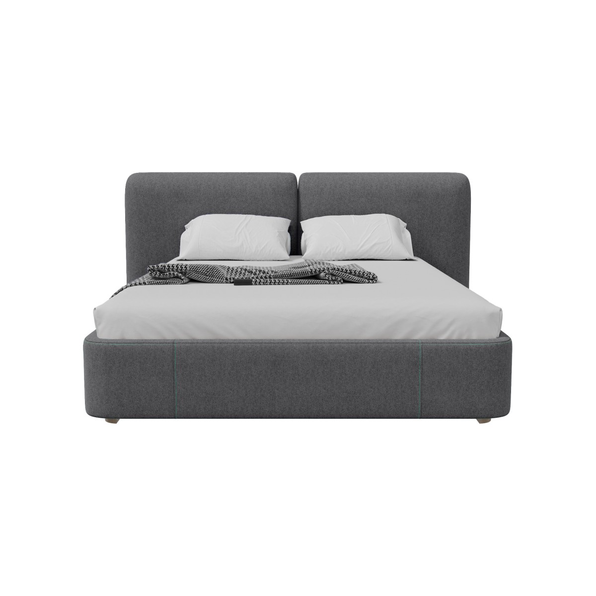 Кровать двуспальная Hub Soft 160 см (серый, твид)