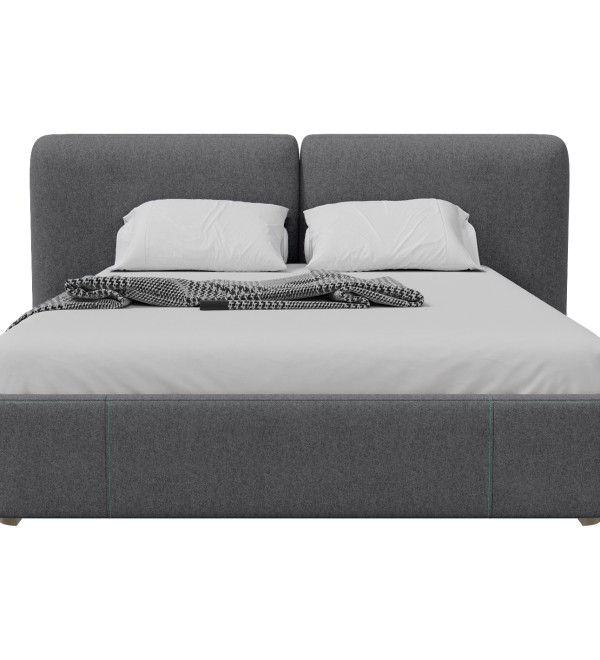 Кровать двуспальная Hub Soft 160 см (серый, твид)