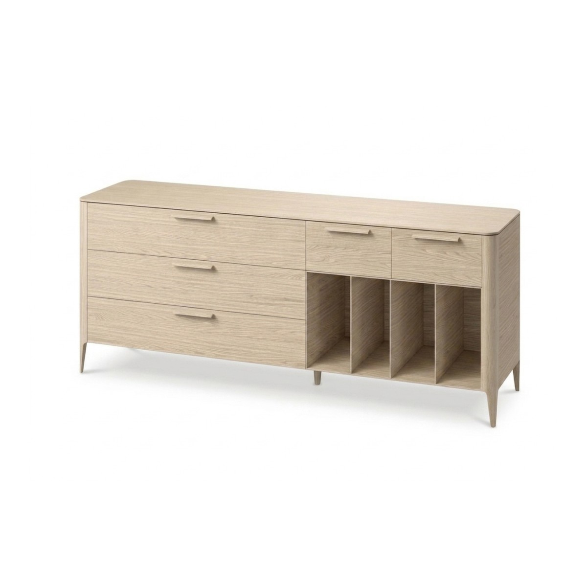 Тумба Type oak 5 ящиков 4 полки ширина 200 см (беленый дуб)