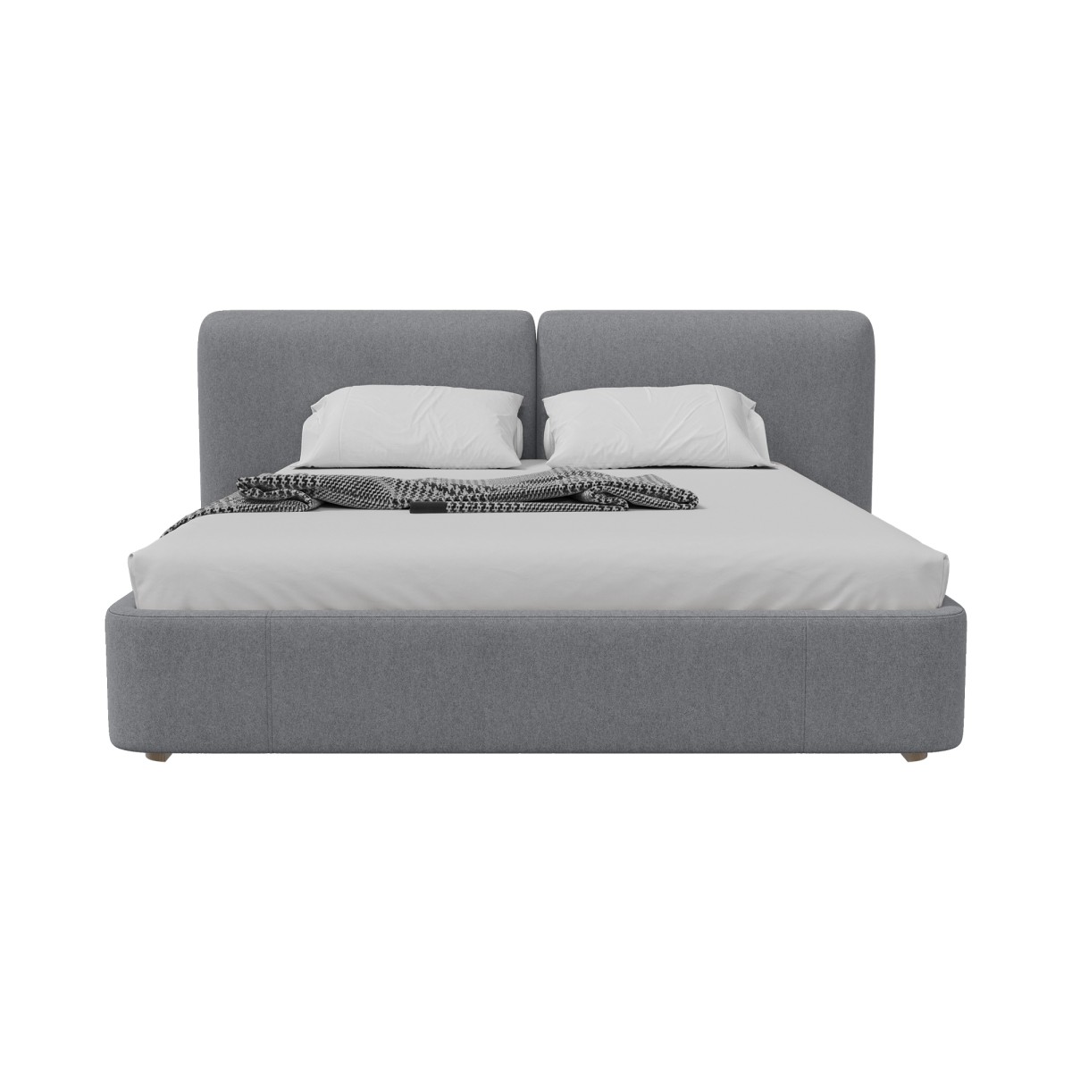 Кровать двуспальная Hub Soft 180 см (светло-серый, твид)