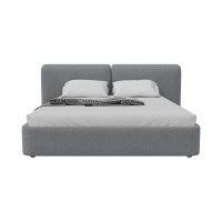 Кровать двуспальная Hub Soft 180 см (светло-серый, твид)
