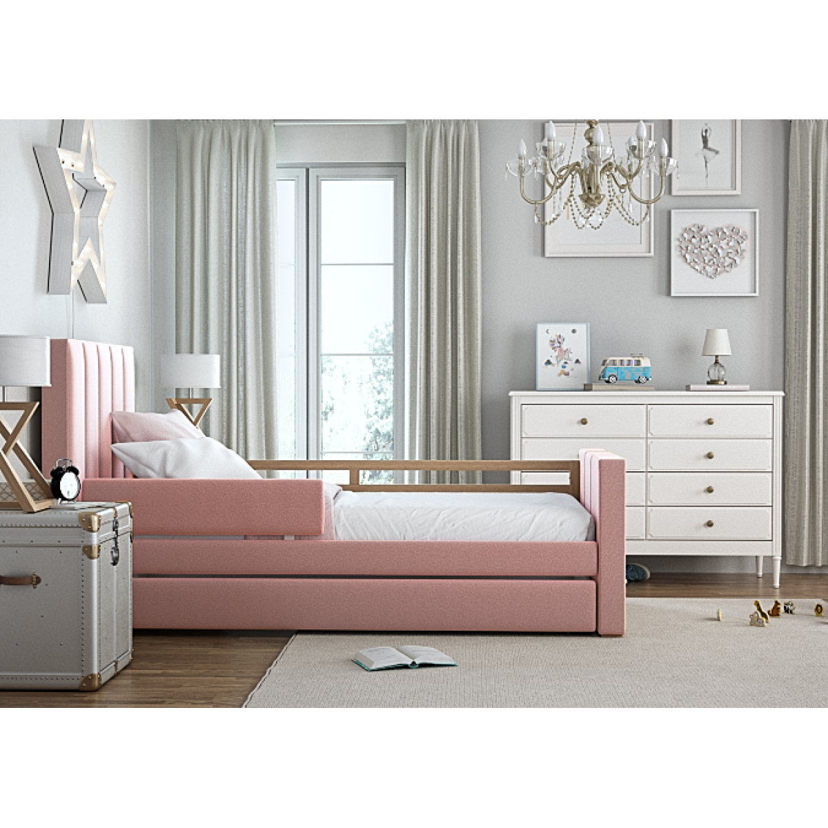 Кровать подростковая Cosy спальное место 90*200 см (розовый)