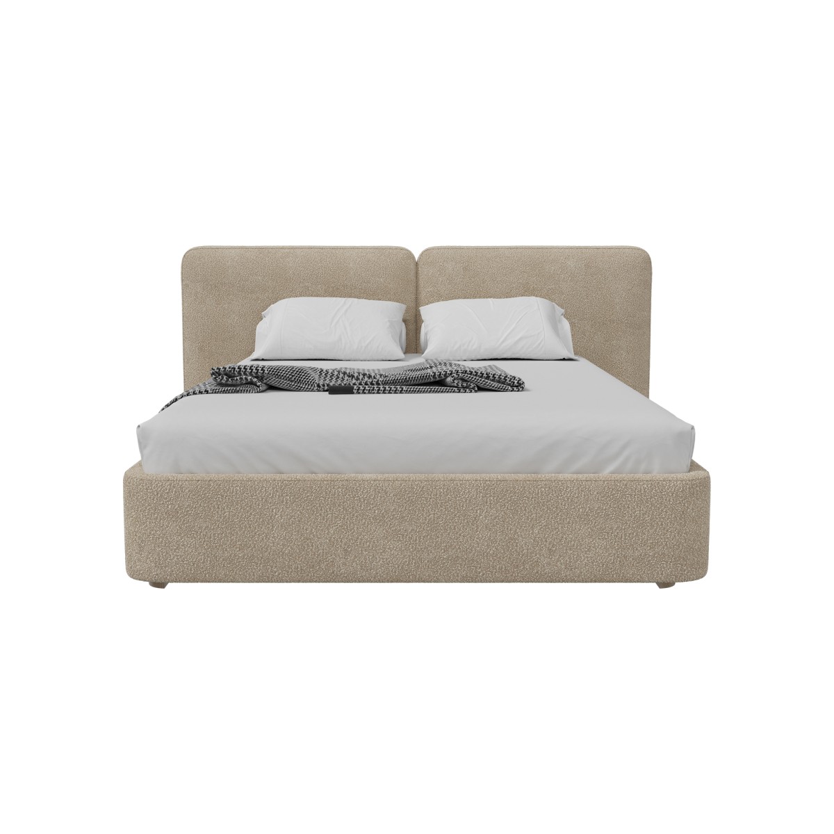 Кровать двуспальная Hub Soft 160 см (молочный, букле)