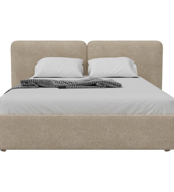 Кровать двуспальная Hub Soft 160 см (молочный, букле)