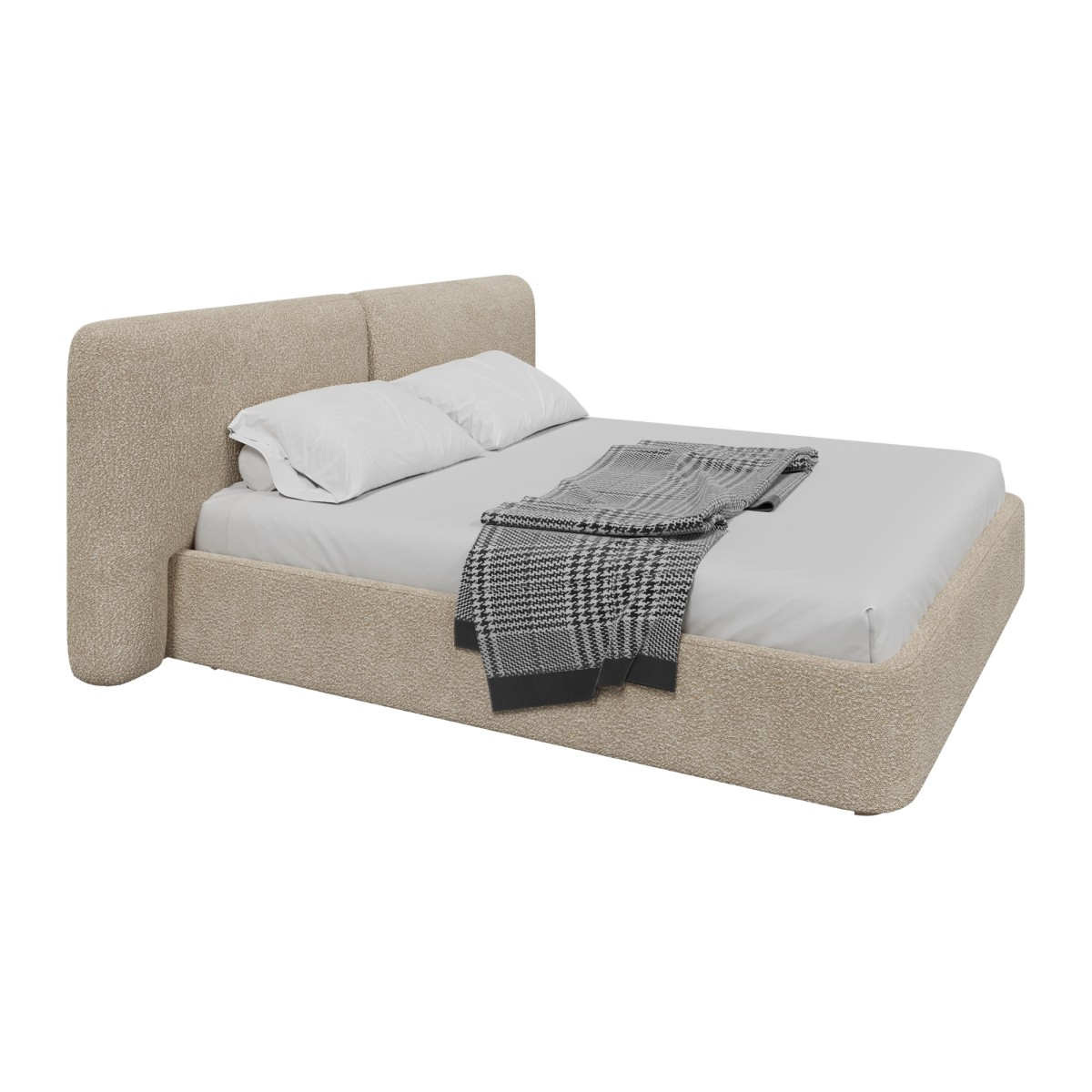 Кровать двуспальная Hub Soft 200 см (молочный, букле)