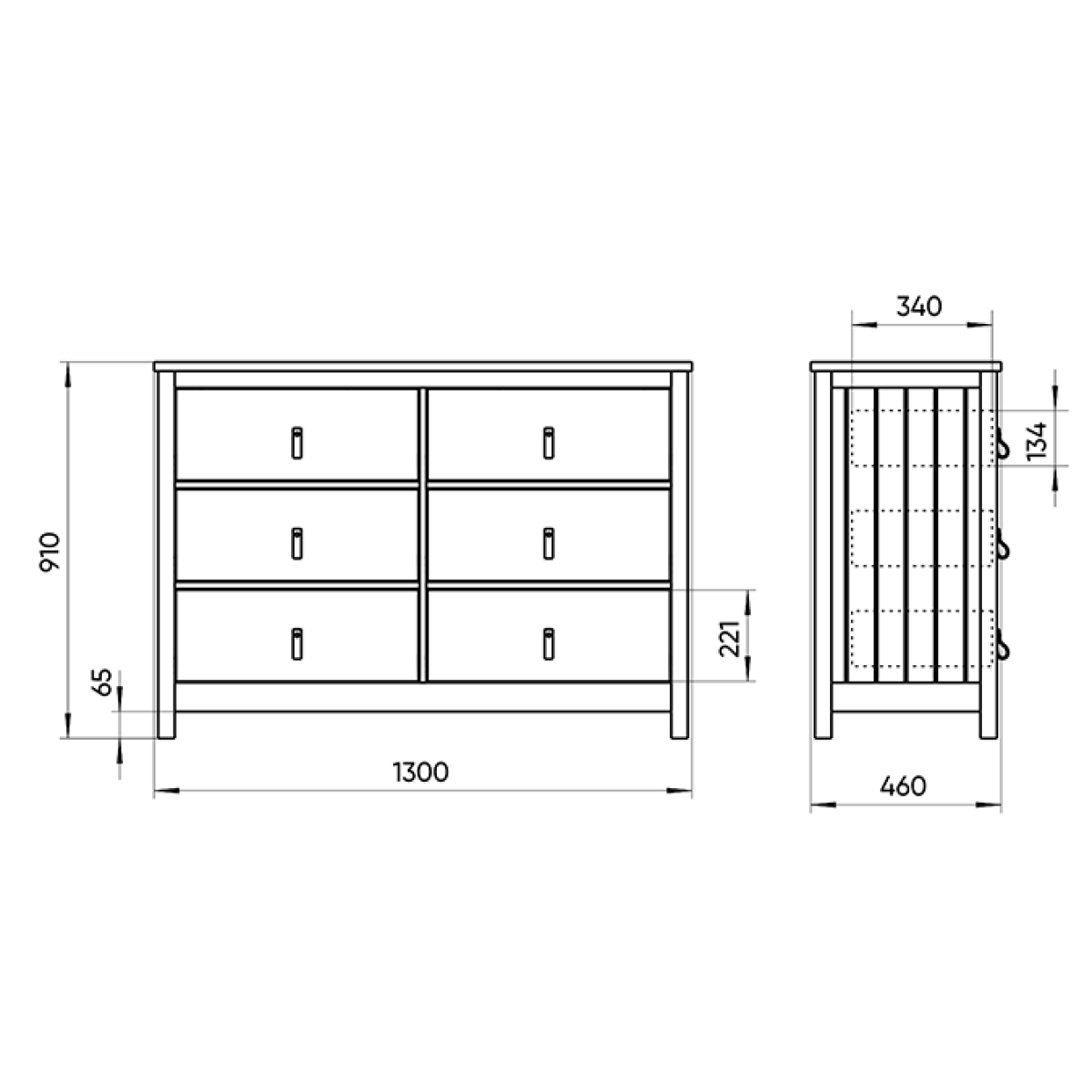 Комод Wood 6 ящиков (белый)