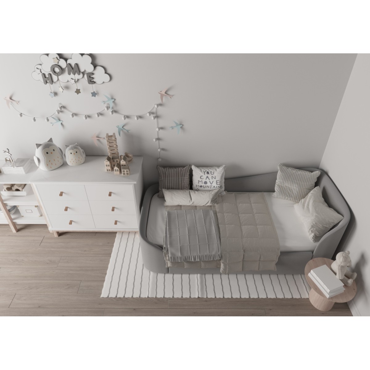 Диван-кровать KIDI Soft с низким изножьем 90*200 см R (серый)