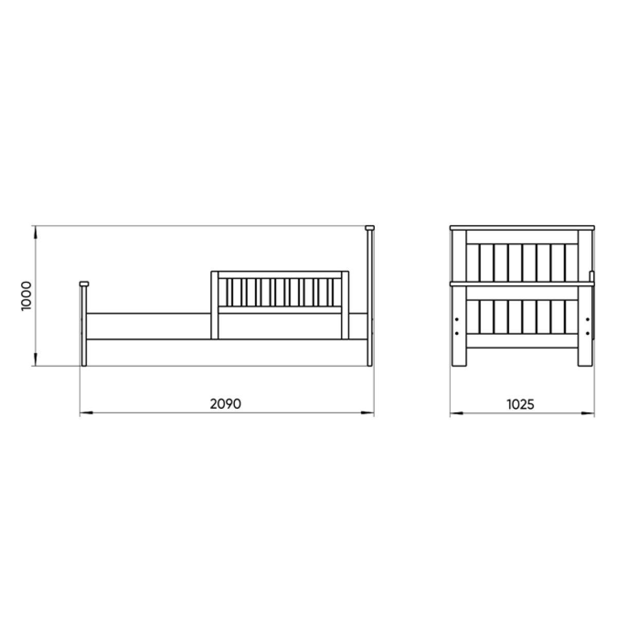 Кровать подростковая Wood (белый)