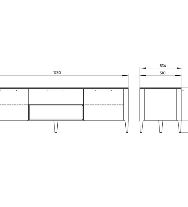 Тумба Type oak под ТВ ширина 180 см (молочный)