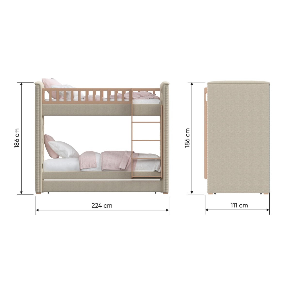 Кровать двухъярусная Elit soft (розовый)