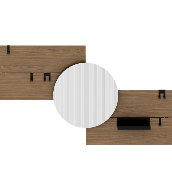 Вешалка Stripe M горизонтальная с зеркалом D 60 см (натуральный дуб)