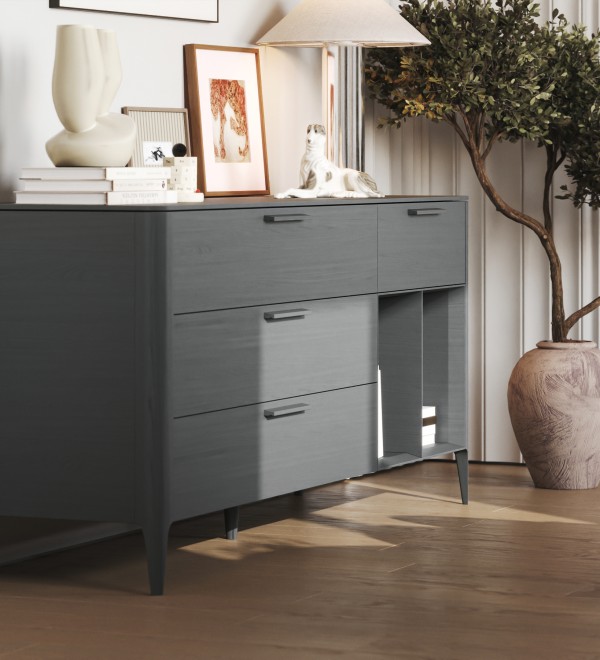 Тумба Type oak 4 ящика 2 полки ширина 180 см (темно-серый)