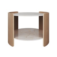 Столик Lagom Stone D 65 см высота 45 см (камень LC, натуральный дуб)