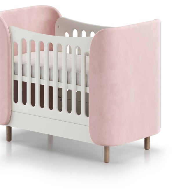 Кроватка KIDI Soft mini cпальное место 60*120 см (розовый)