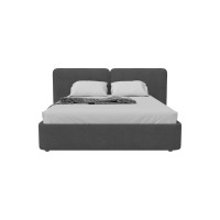 Кровать двуспальная Hub Soft 160 см (серый, букле)
