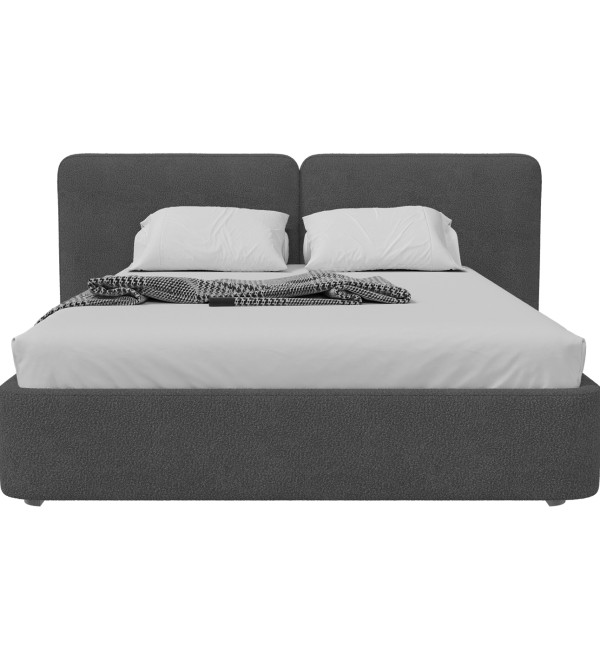 Кровать двуспальная Hub Soft 160 см (серый, букле)