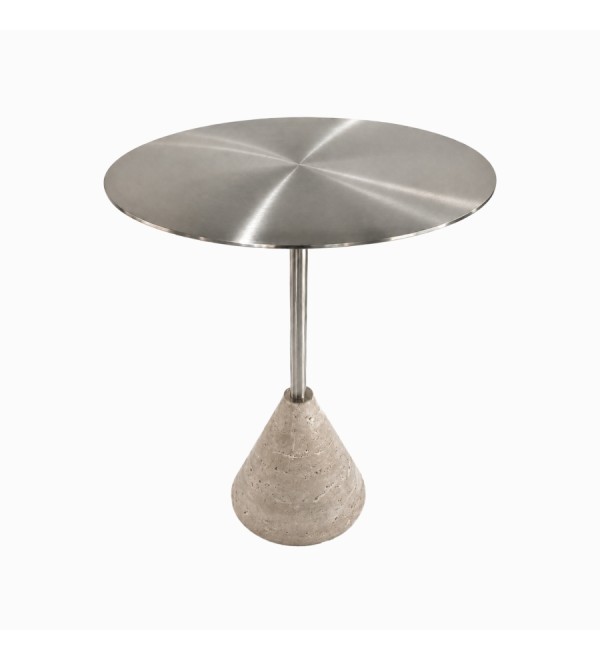 Кофейный столик Solo Marble диаметр 40 (бежевый, серебристый, серебристый)