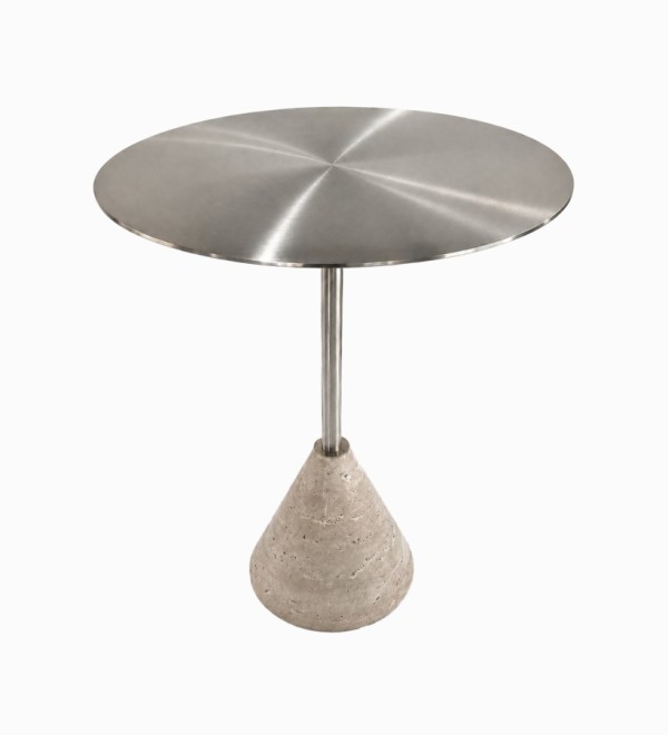 Кофейный столик Solo Marble диаметр 40 (бежевый, серебристый, серебристый)